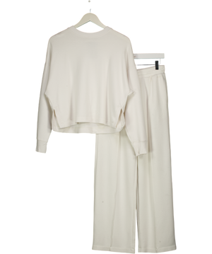 M&S Autograph White 2-piece Supersoft Sweatshirt And Wide Leg Jogger Set UK S