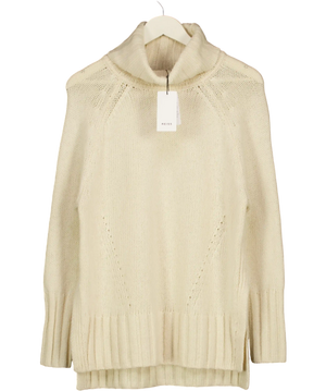 REISS Stevie Cashmere Blend Cream Roll Neck Jumper UK M