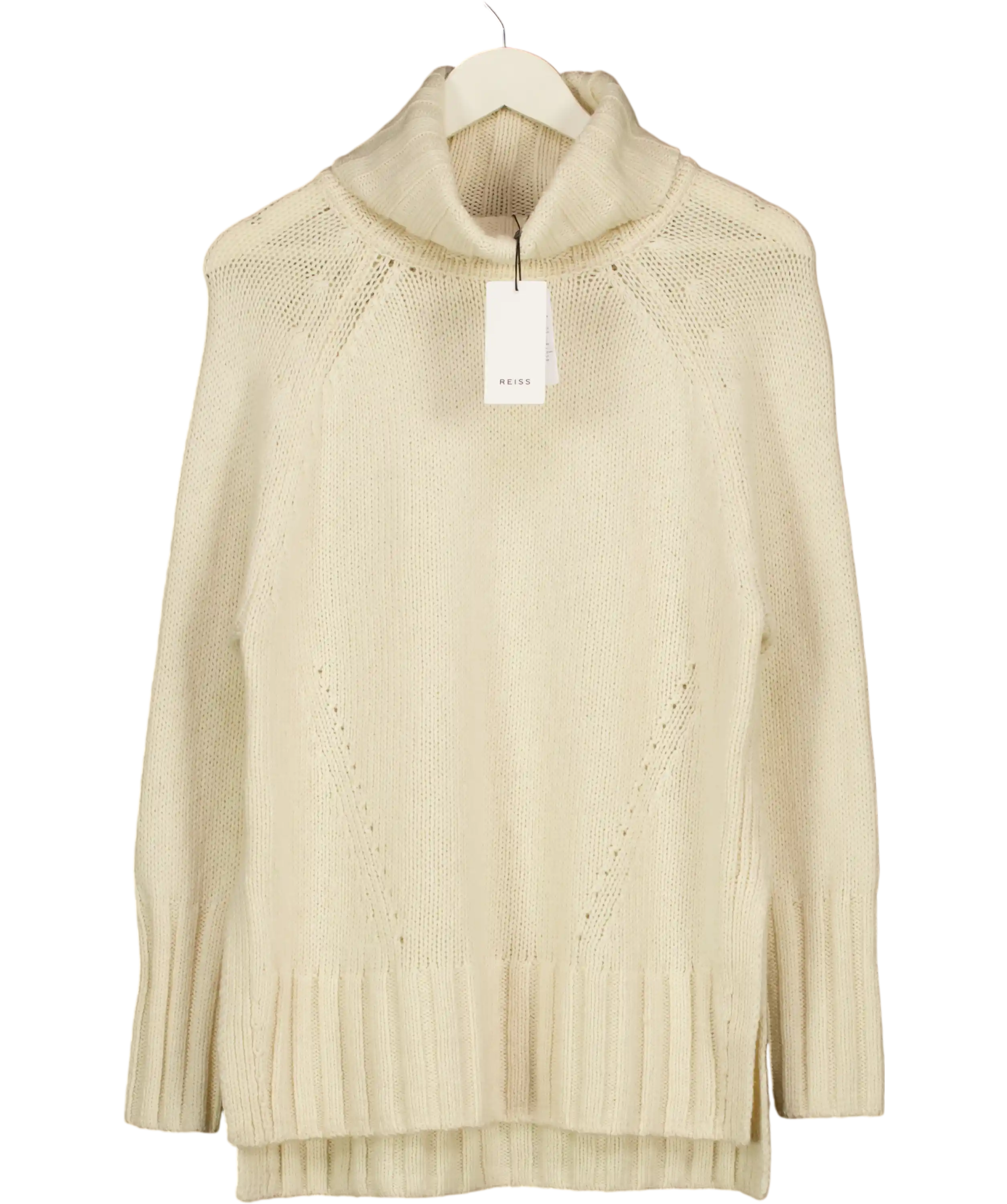 REISS Stevie Cashmere Blend Cream Roll Neck Jumper UK M