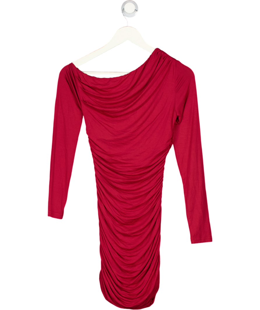 WHITE FOX I Remember Everything Long Sleeve Mini Dress - Burgundy Red UK XS