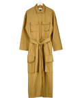 THE FRANKIE SHOP Beige Camel Linda Cargo Cotton Jumpsuit UK S