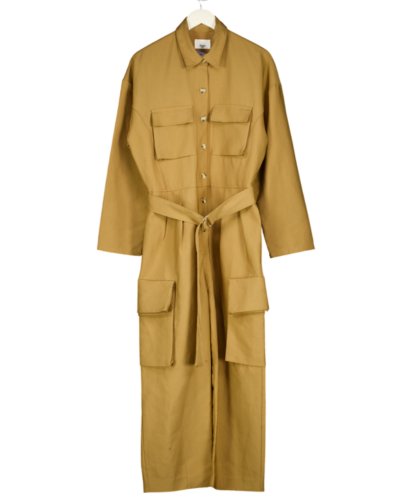 THE FRANKIE SHOP Beige Camel Linda Cargo Cotton Jumpsuit UK S