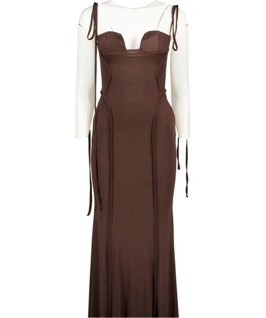 ASOS Chocolate Brown Halter Slinky Maxi Dress UK XS