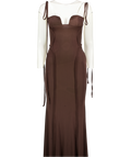 ASOS Chocolate Brown Halter Slinky Maxi Dress UK XS