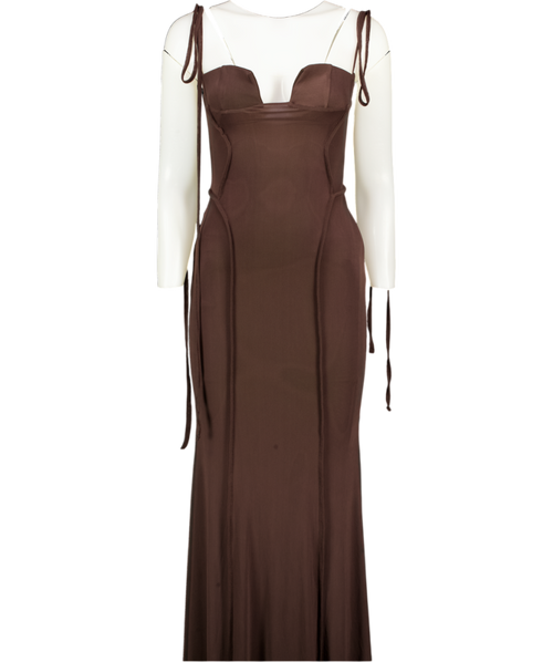 ASOS Chocolate Brown Halter Slinky Maxi Dress UK XS