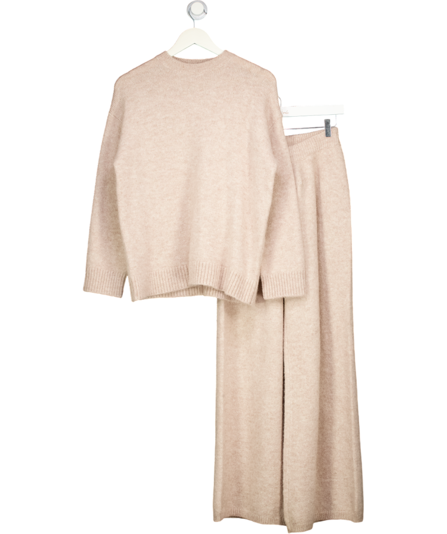 MINT VELVET Beige 2-piece Wool / Alpaca Blend Knitted Loungewear Set UK XS
