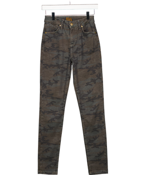 DONNA IDA Green Camo Print Rizzo The High Top Ankle Skinny Jeans W24