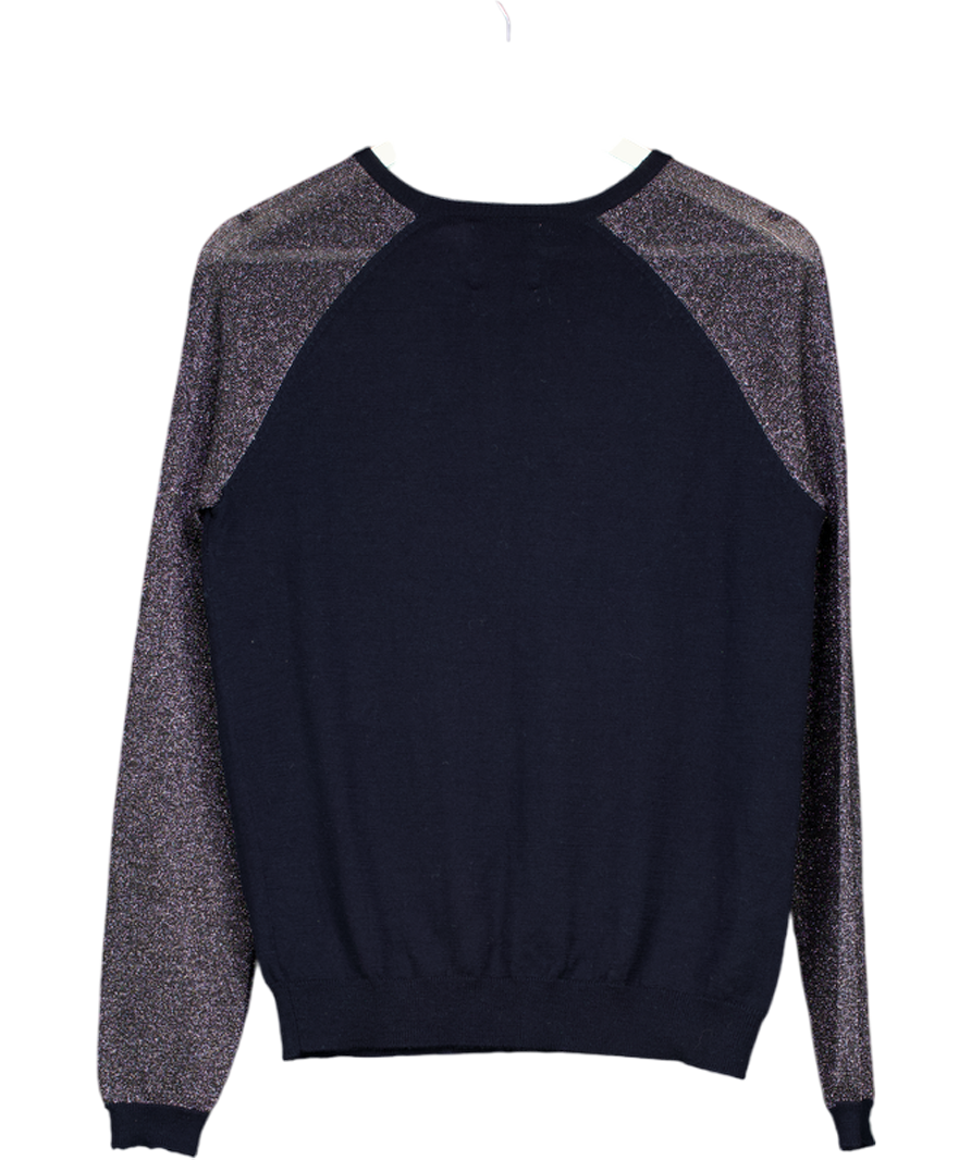 Zoe Karssen Blue 975c 'forever Cowboys' Glitter Knit Sweater UK S