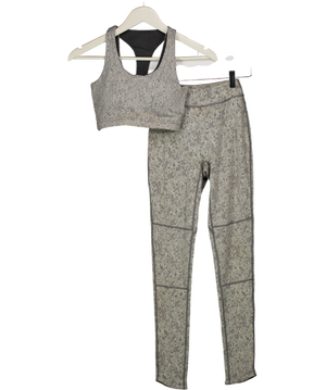 GYMSHARK Grey Fleur Textured Sports Bra & Leggings Set UK XS