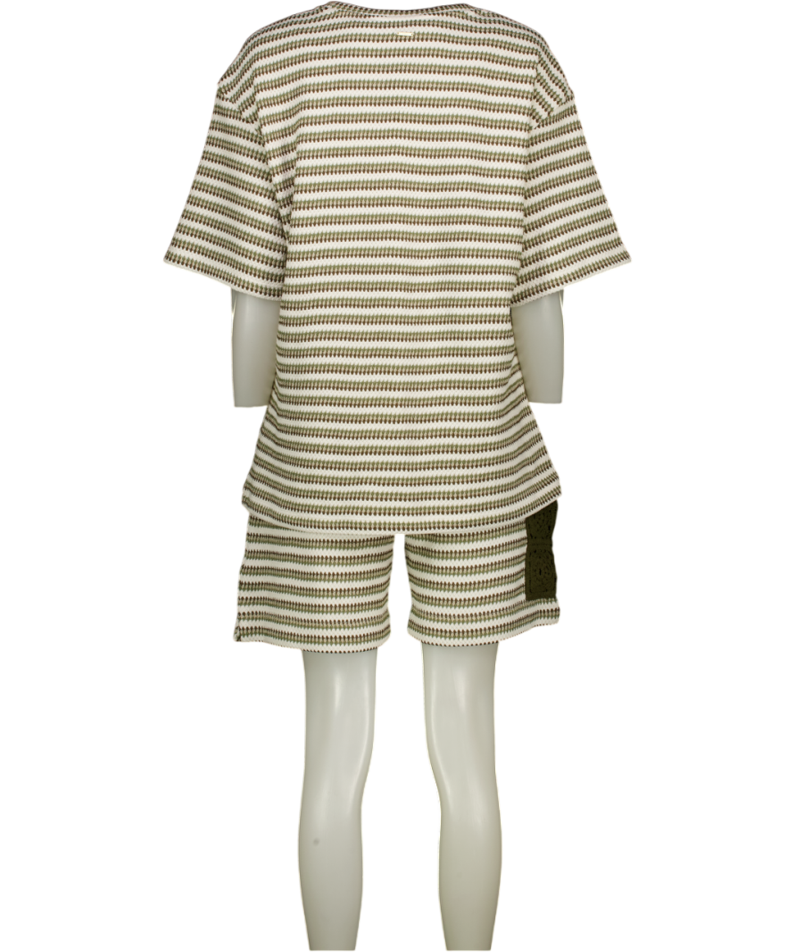 CHE STUDIOS 2-piece Cream / Khaki Knit Top (uk M) & Shorts (uk S) Set UK S/M
