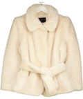 ZARA Cream Faux Fur Belted Coat Zw Collection UK L