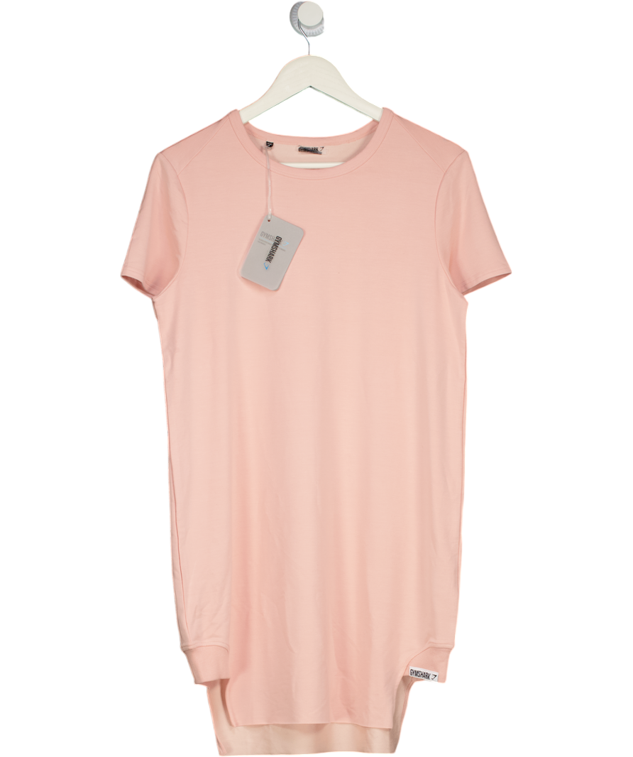 GYMSHARK Slounge Super Soft  Crescent T-shirt Dress - Blush Nude UK XS