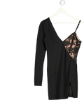 h:ours Black Asymmetric Lace Mini Dress UK M