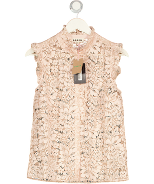 BODEN Isabel Sleeveless Lace Top Pale Pink UK 8
