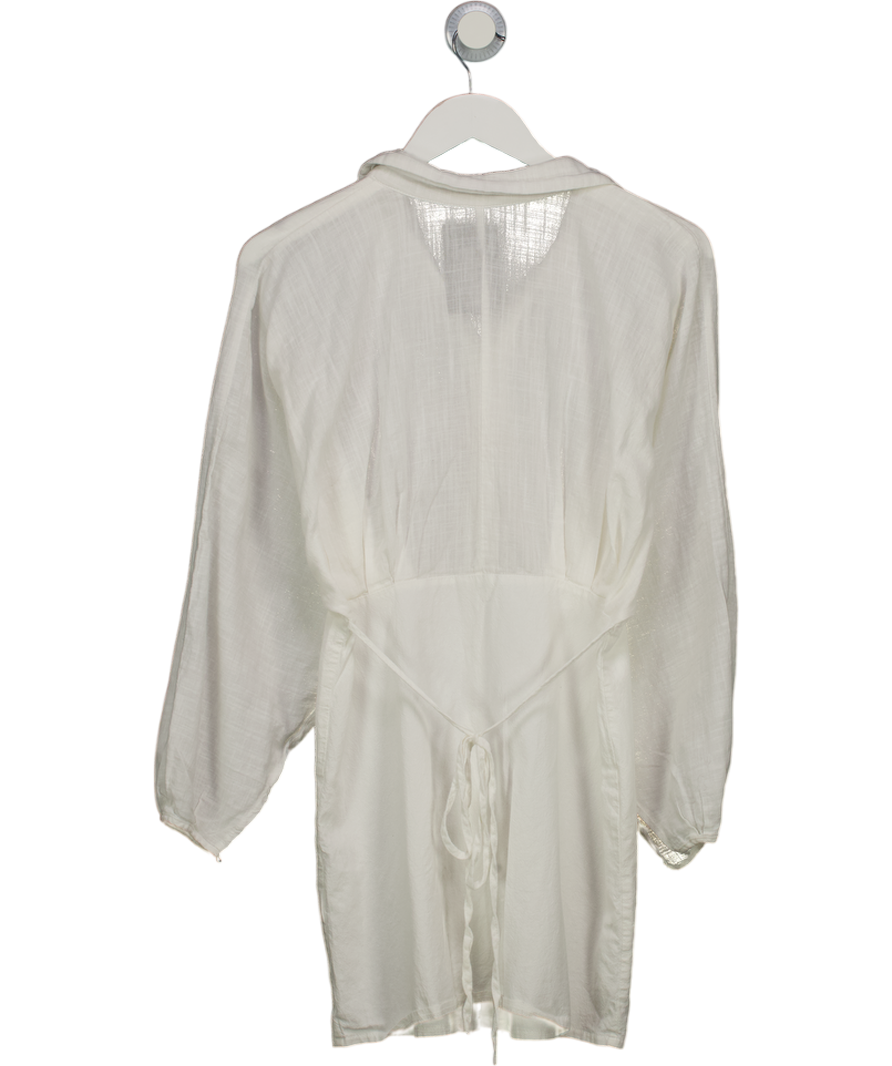 Chic me White Cotton Blend Mini Shirt Dress UK S