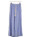 ANDROMEDE PARIS Blue & White Striped Linen Blend Drawstring Trousers UK S