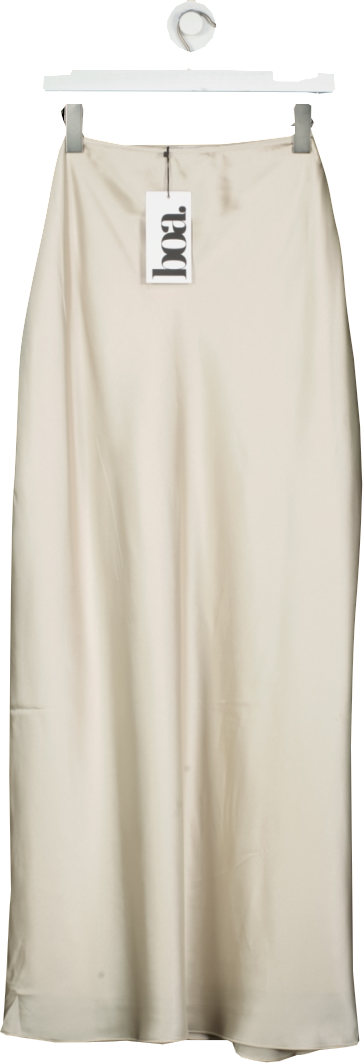 BOA Beige Satin Mid Rise Maxi Skirt UK XL