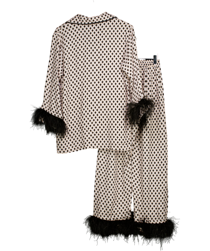 Sleeper Cream Checked & Feather Party Pajama Set UK S
