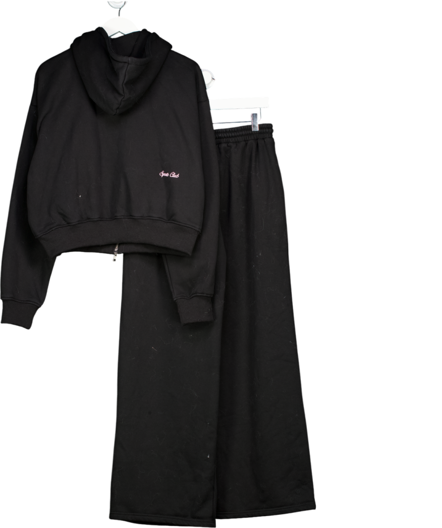 White Fox Club 14 Allie Boxy Zip Front Hoodie Black UK M/L