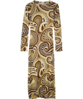 ZARA Beige Patterned Maxi Dress UK S