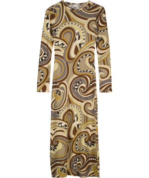 ZARA Beige Patterned Maxi Dress UK S