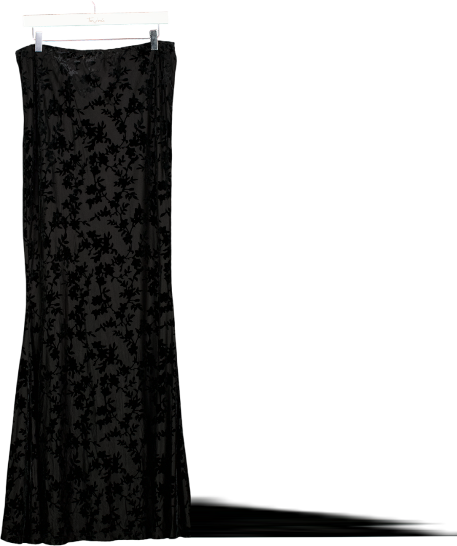 SIMMI LONDON Black Devore Maxi Skirt UK 12