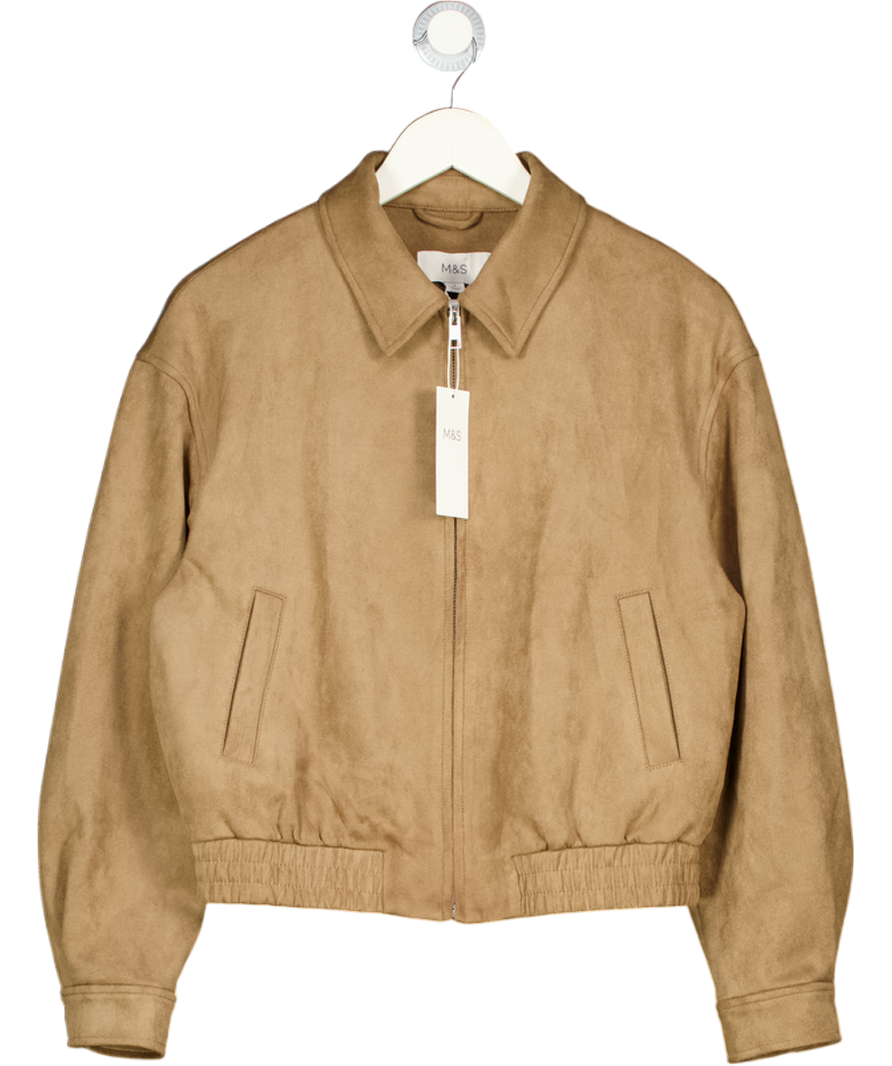 M&S Brown Suedette Harrington Jacket UK 8