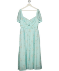 SELF PORTRAIT Aqua Blue Floral-print Chiffon Midi Dress UK 16