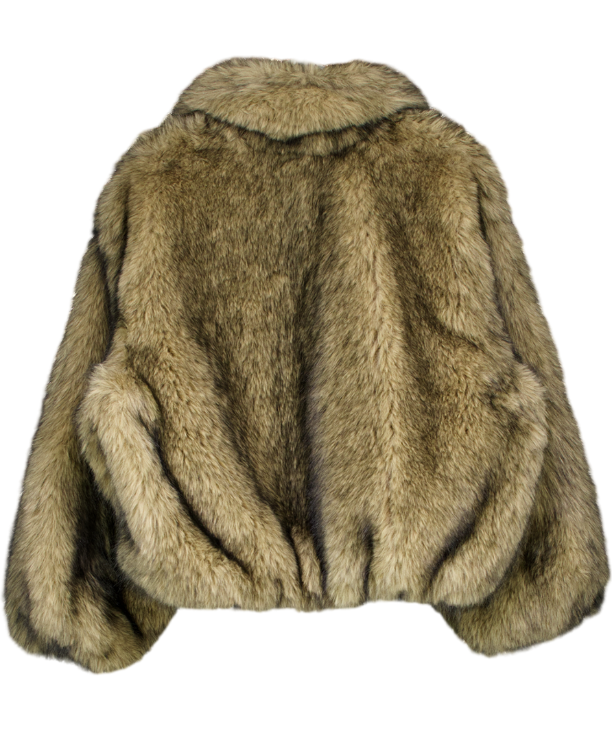 NEXT Beige Neutral Faux Fur Zip Through Jacket UK L