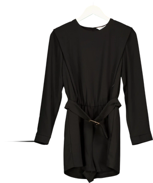 AMANDA UPRICHARD Black Baldwin Long Sleeve Belted Playsuit UK S