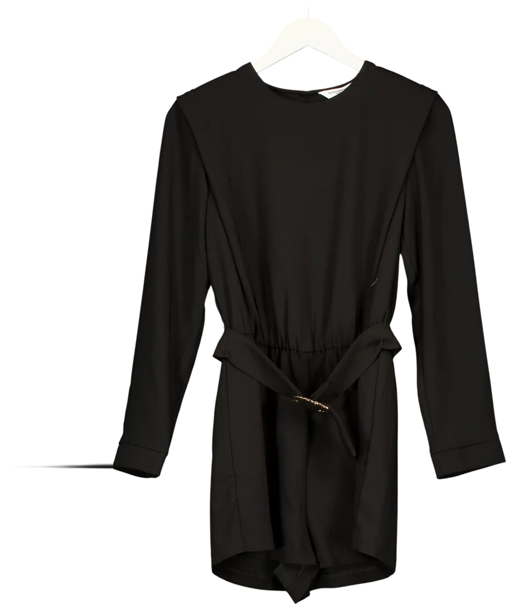 AMANDA UPRICHARD Black Baldwin Long Sleeve Belted Playsuit UK S
