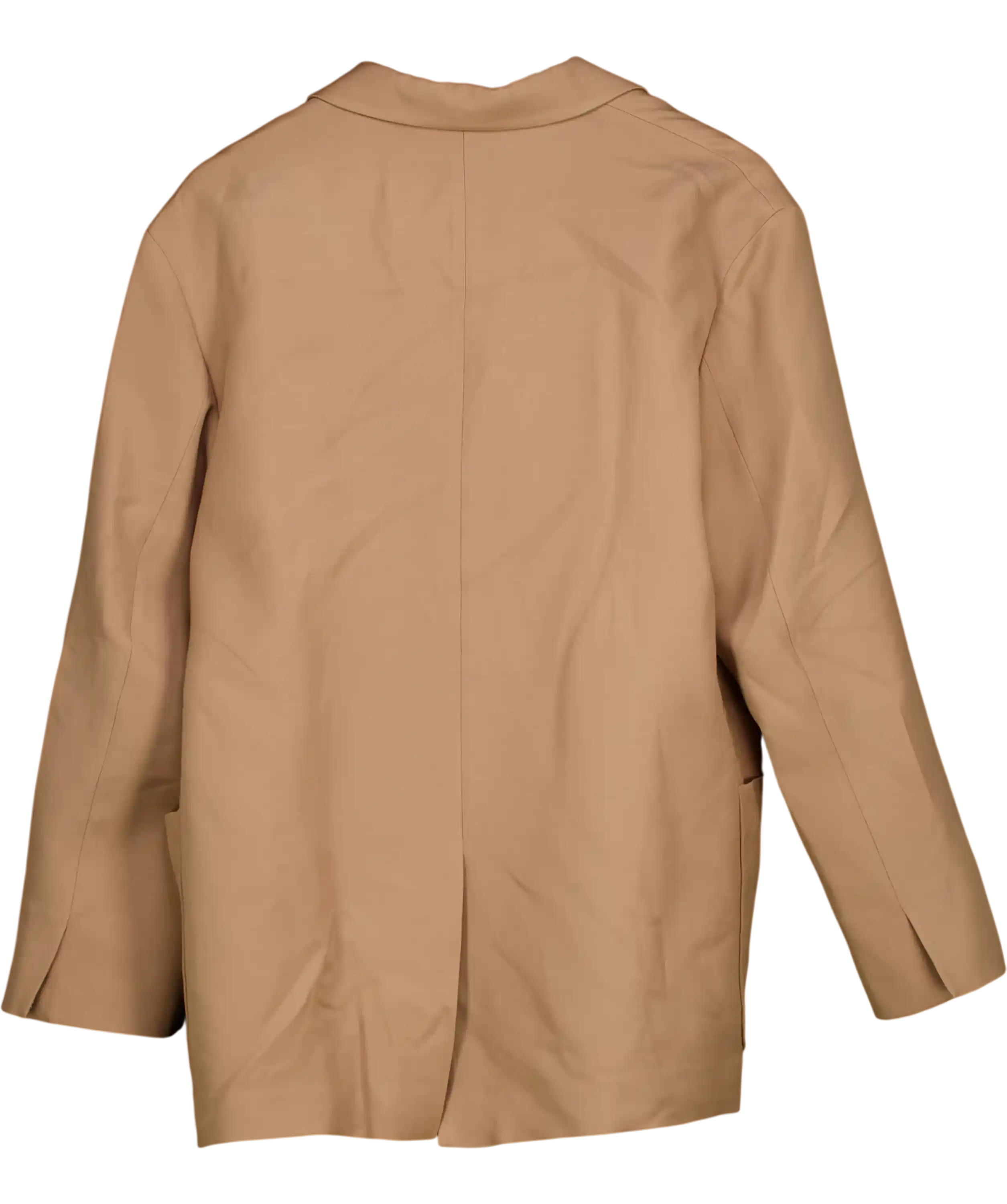 Lily Silk Beige Single Button Silk Wool Blazer UK M