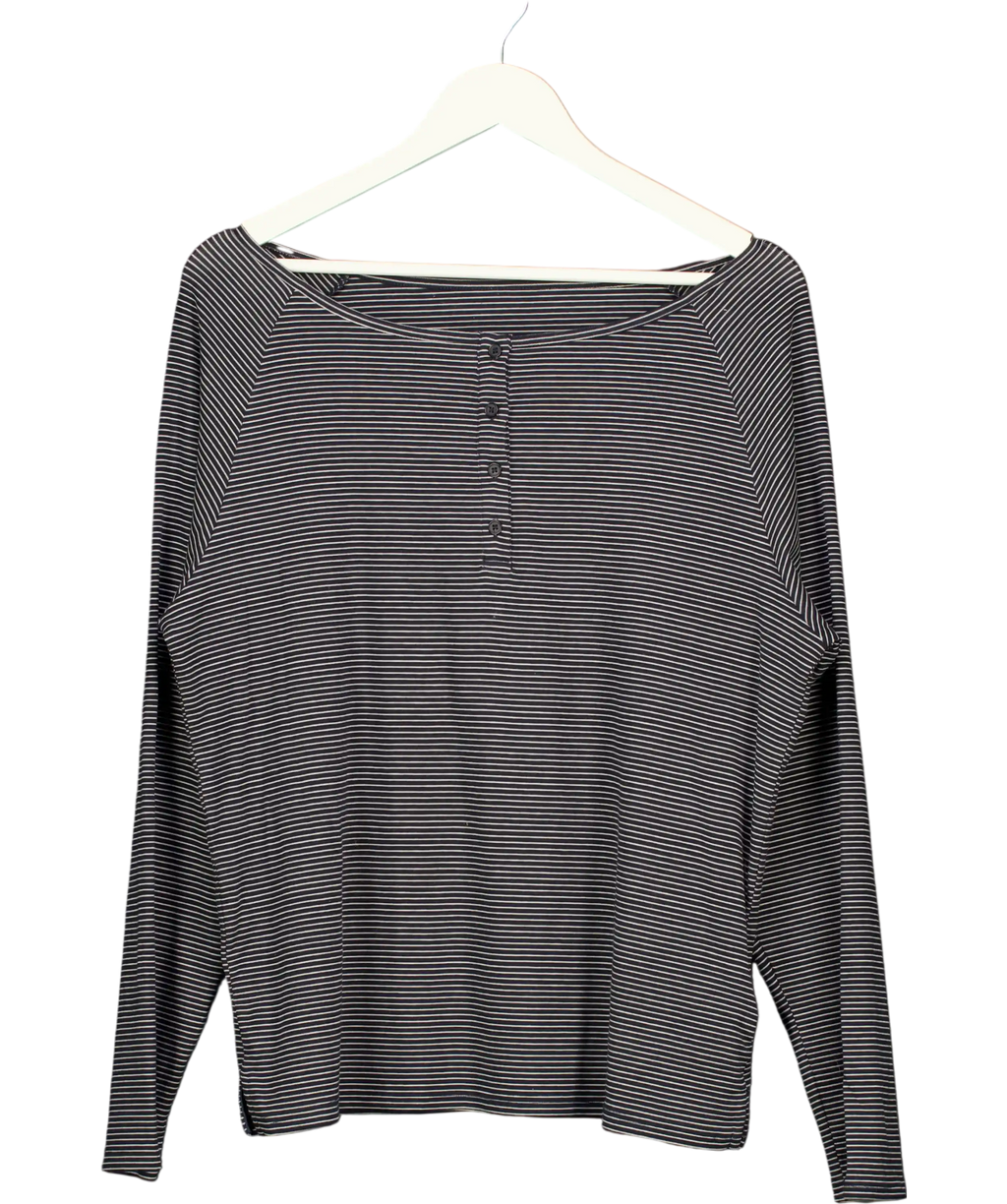 First Floor Black Striped Long Sleeve Top UK S