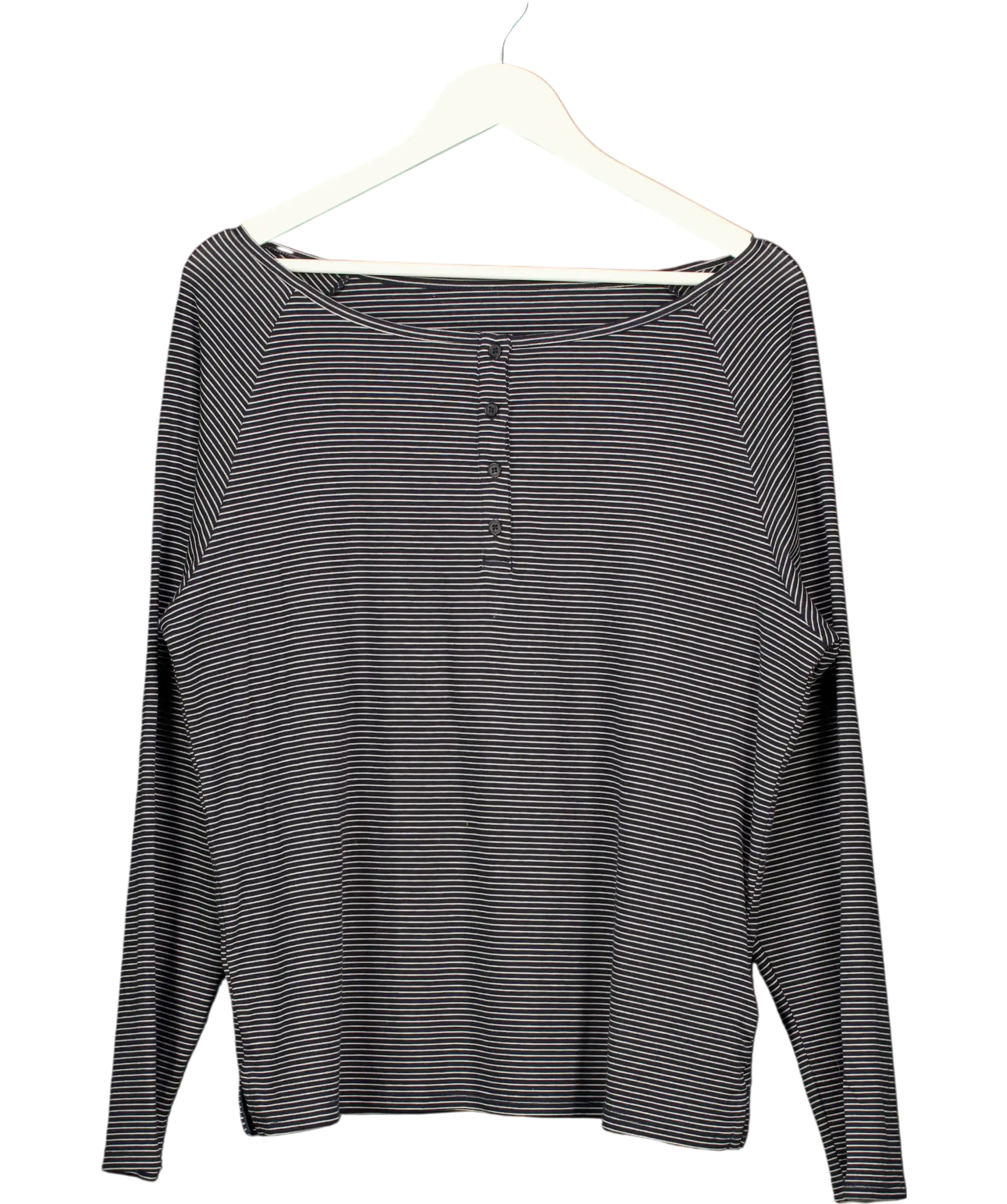 First Floor Black Striped Long Sleeve Top UK S