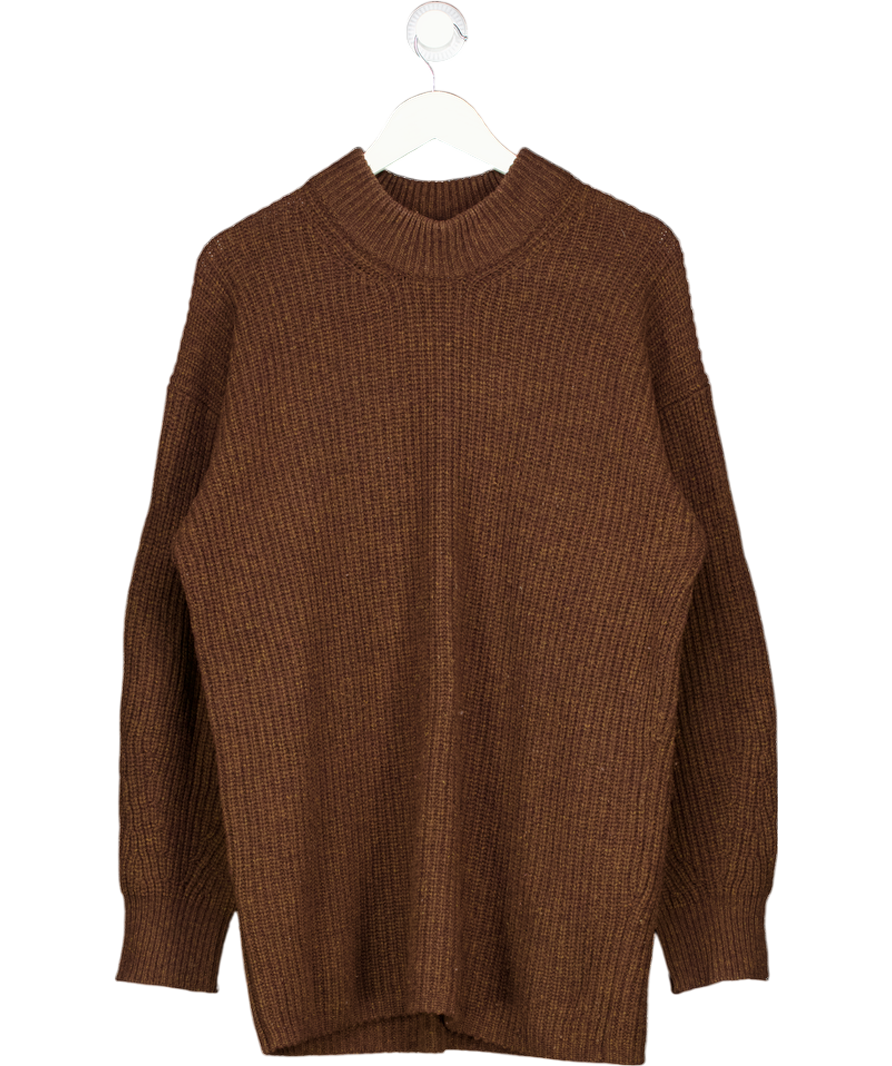 MALENE BIRGER Brown Oversize Chunky Wool Blend Disma Jumper UK S