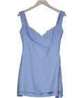 House of CB Blue Tilly Corset-bodice Linen-blend Mini Dress UK S