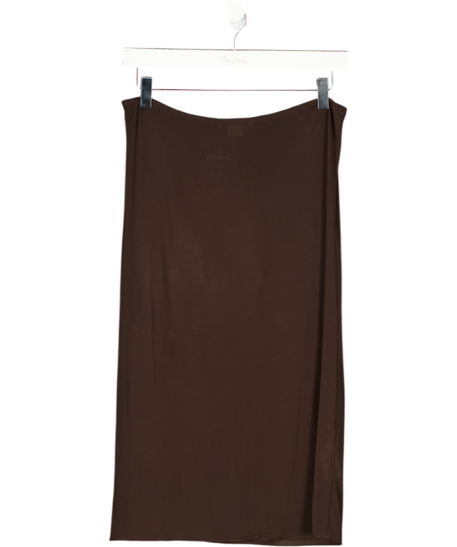 PALOMA WOOL Brown Chocolate Viscose Jersey Skirt UK M