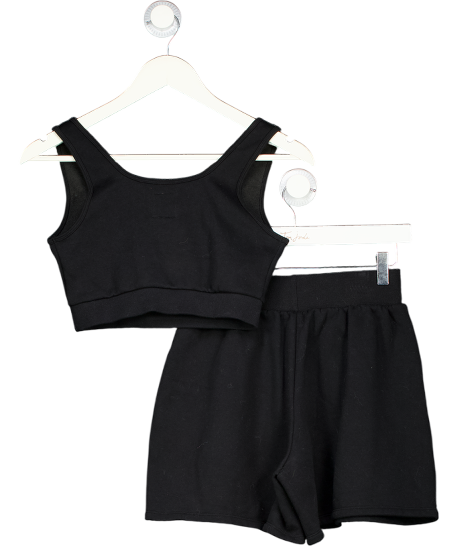 LOUNGE Black 2-piece Sweat Shorts And Crop Top Loungewear Set UK XS