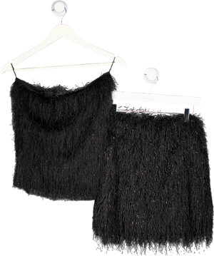 Next Black Tinsel Fringe Bandeau Faux Feather Set UK 8