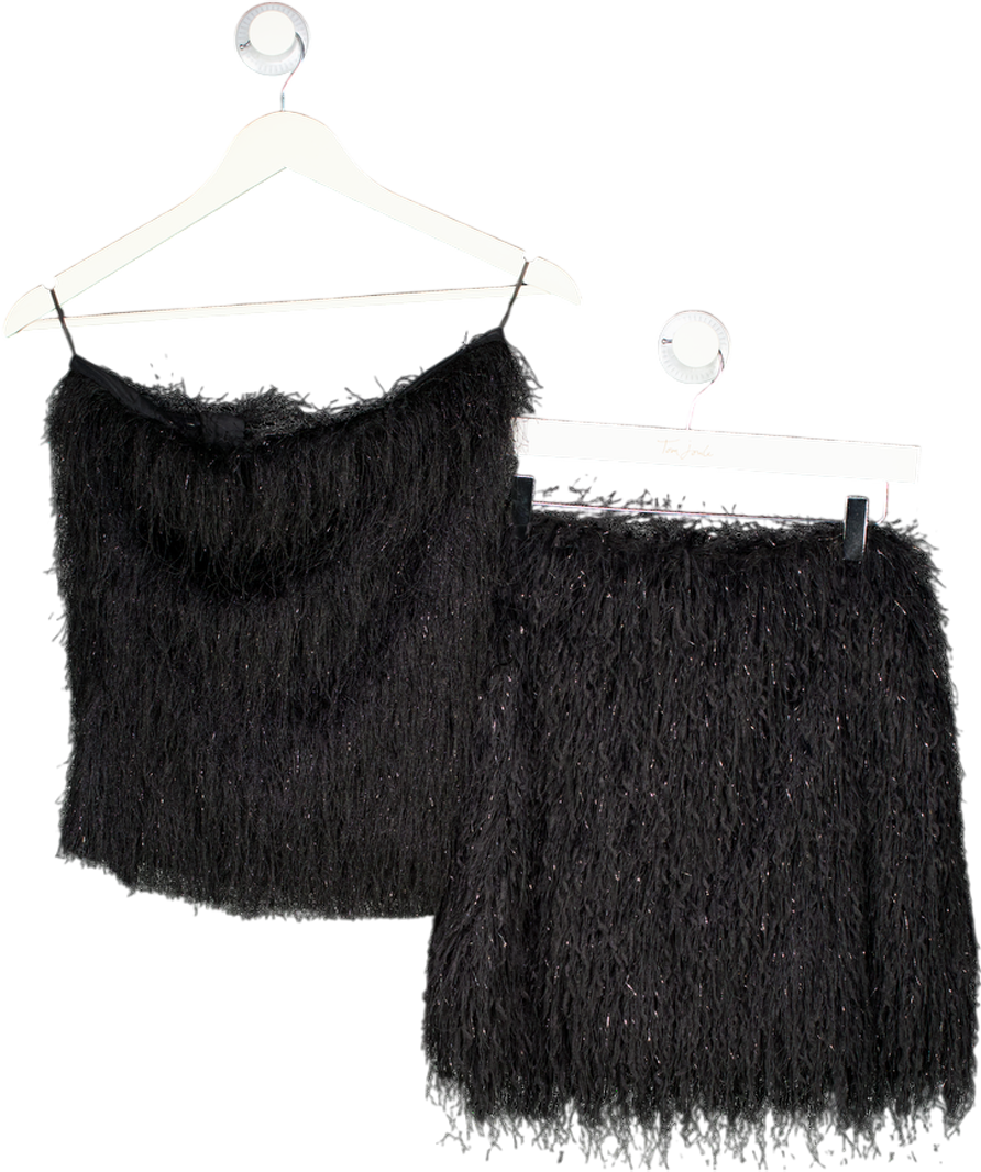 Next Black Tinsel Fringe Bandeau Faux Feather Set UK 8