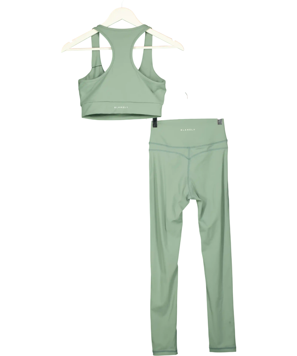 BLAKELEY Y Green Activewear Leggings And Crop Top Set UK S