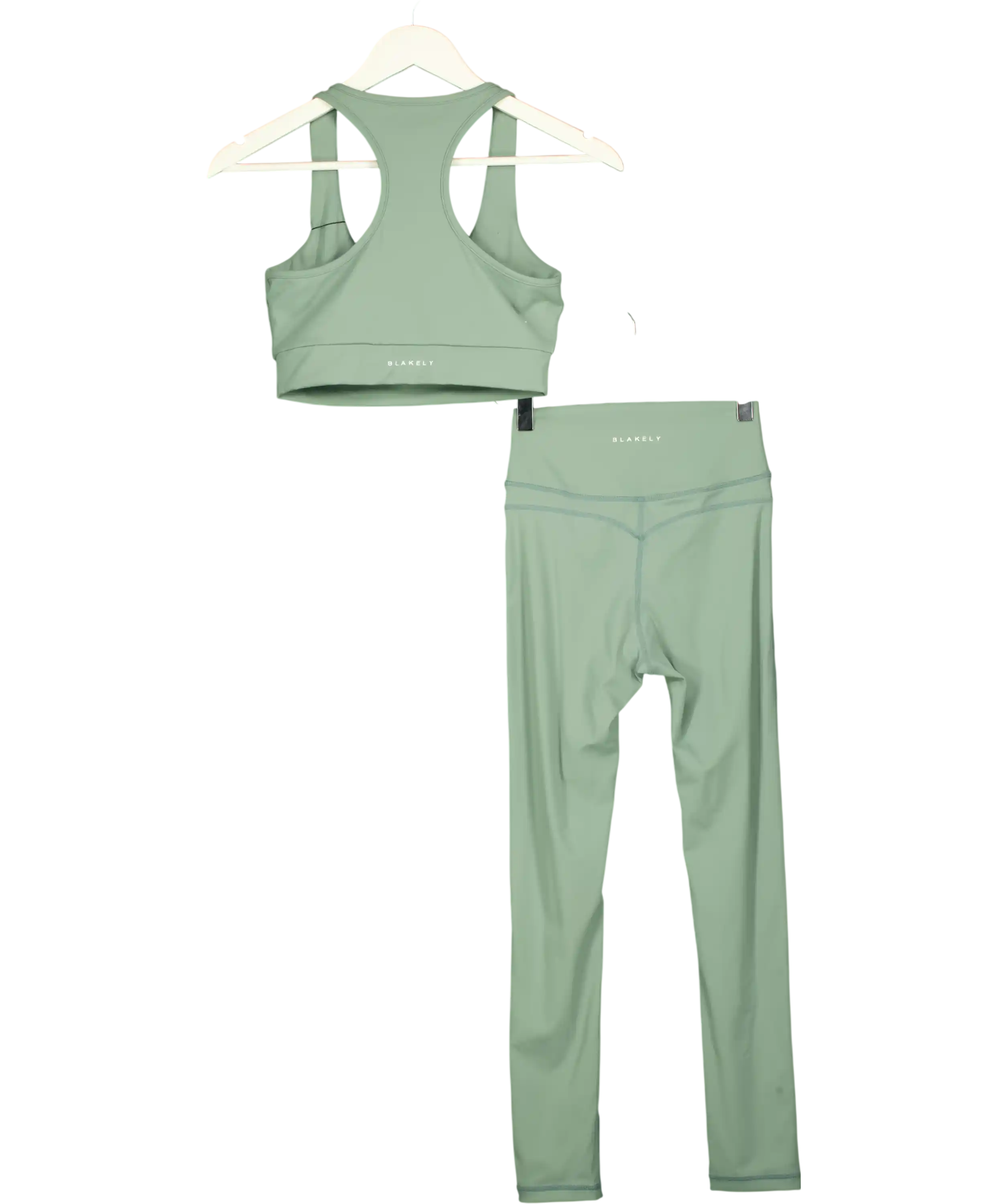 BLAKELEY Y Green Activewear Leggings And Crop Top Set UK S