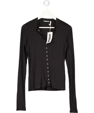 WEEKDAY Black Slim Long-sleeved Buttoned Cardigan UK L
