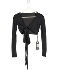 Bo + Tee Black Soft Jersey Wrap Crop Top UK S