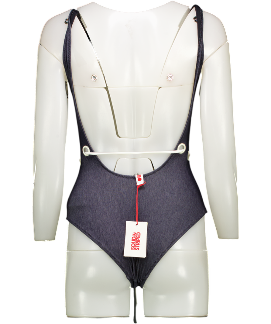 SOLID & STRIPED Blue Denim Effect Eyelet Detail Swimsuit UK XS