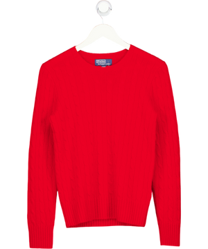 Polo Ralph Lauren Red The Iconic Cable-knit 100% Cashmere Jumper 14-16 Years UK L