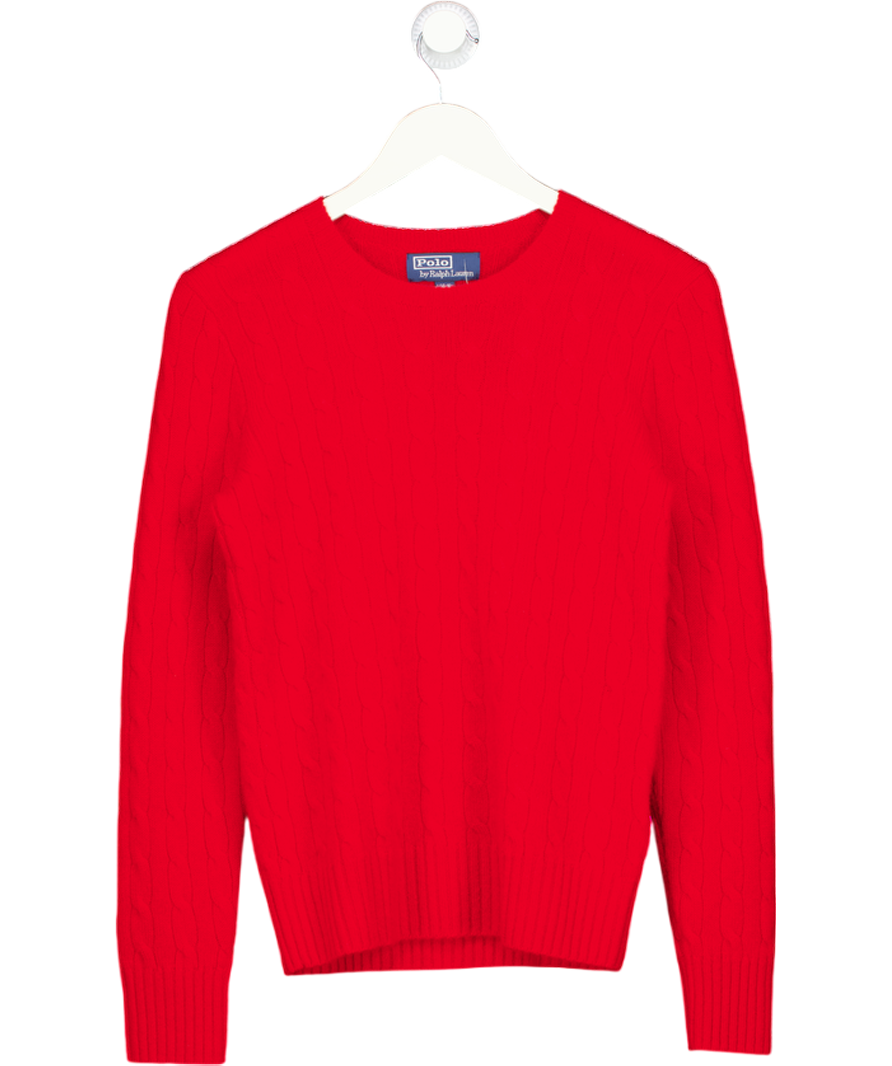 Polo Ralph Lauren Red The Iconic Cable-knit 100% Cashmere Jumper 14-16 Years UK L