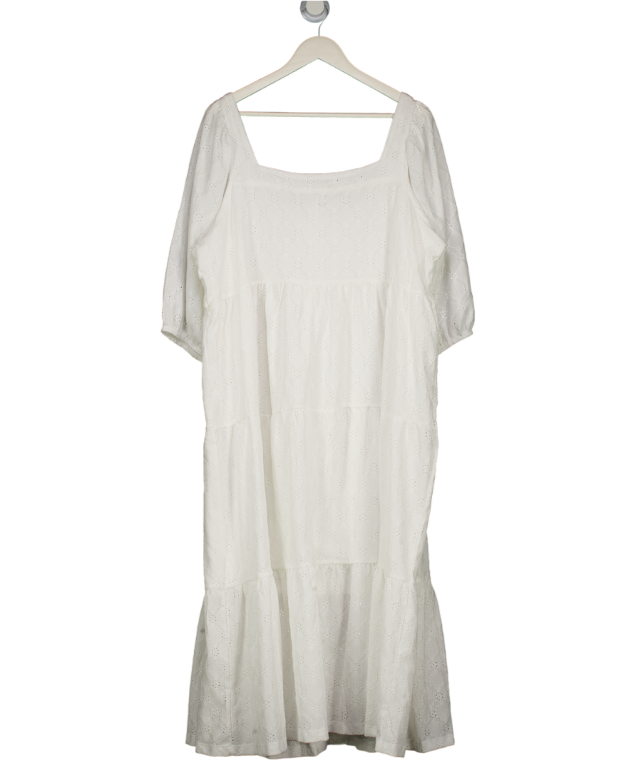 YOURS Curve White Broderie Anglaise Tiered Maxi Dress UK 22-24