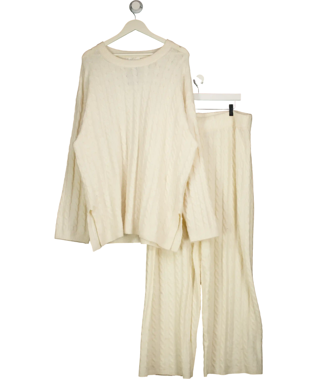 H&M MAMA Cream Cable-knit Oversized Jumper And Trouser Co-ord Set UK XXL
