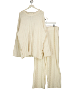 H&M MAMA Cream Cable-knit Oversized Jumper And Trouser Co-ord Set UK XXL